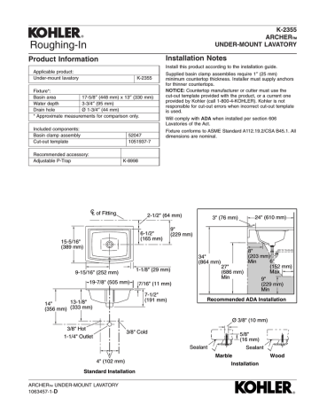 Kohler K-2355-G9 Installation guide | Manualzz