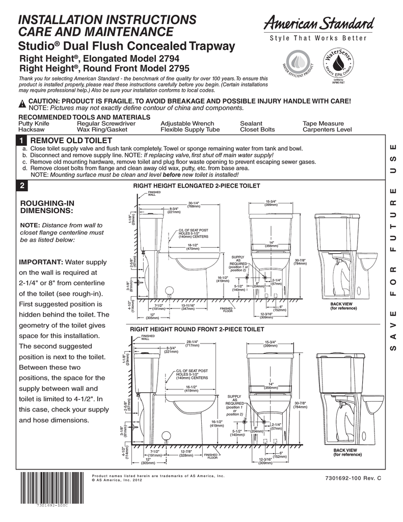 American Standard 3075.120.020, 4021.001N.021, 2795204.020 Installation ...