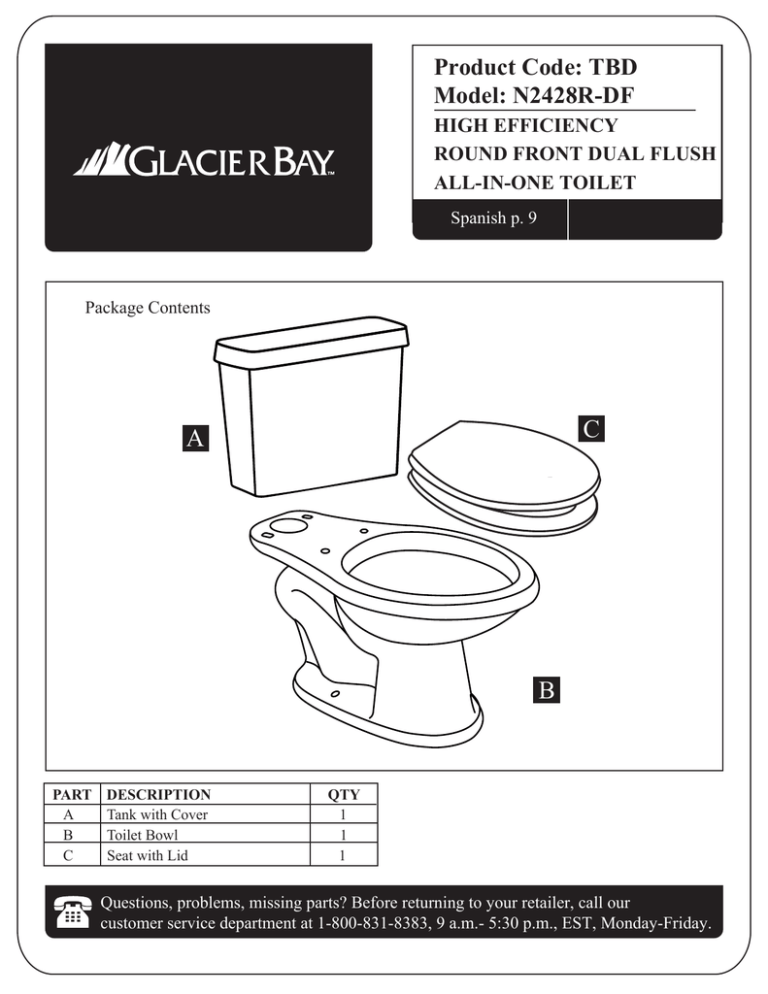 Glacier Bay N2428R-DF Installation Guide | Manualzz