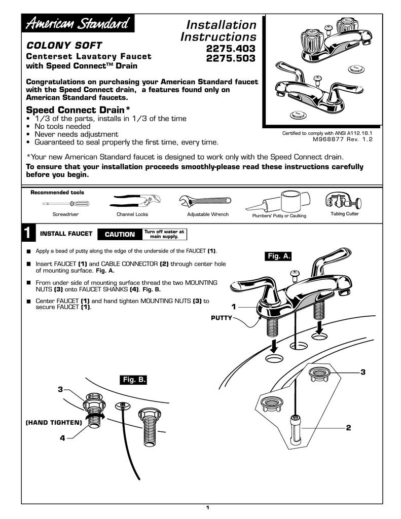American Standard 2275503 002 Installation Guide Manualzz Com