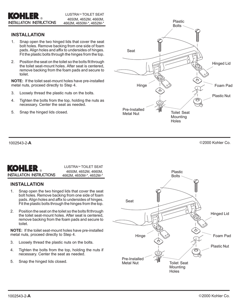 Kohler K 4670 Ca 0 4652 45 Installation Guide Manualzz