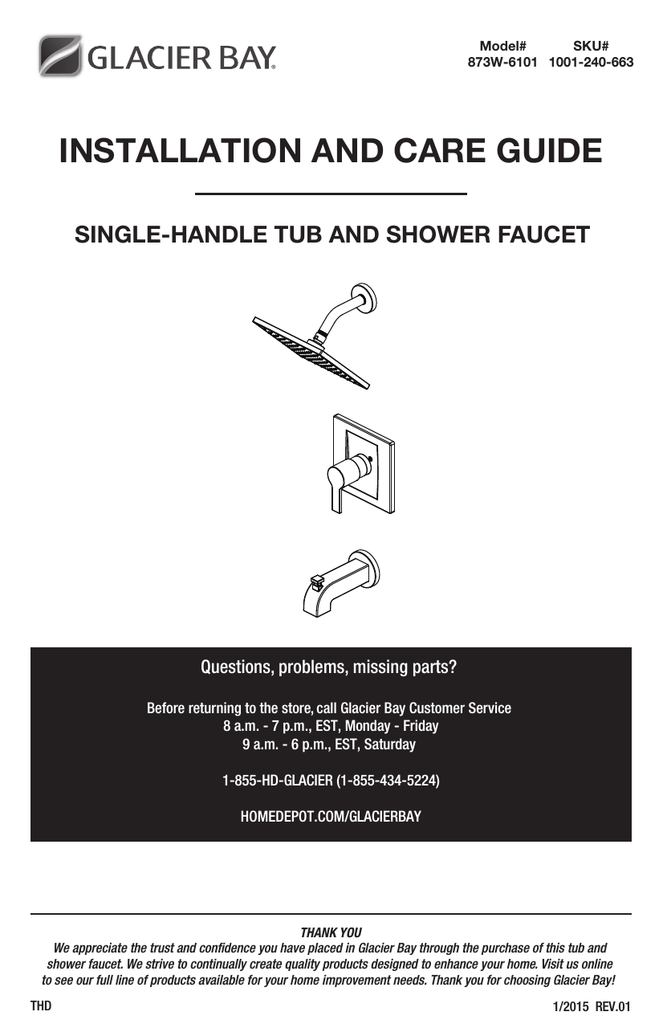 Glacier Bay 873w 6101 Installation Guide Manualzz Com