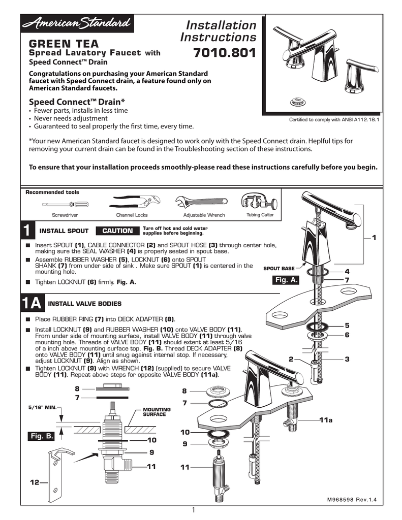 American Standard 7010 801 002 Installation Guide Manualzz