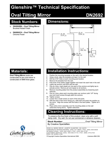 Moen Dn2692ch Installation Guide Manualzz, Moen Banbury Mirror Installation Instructions