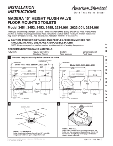 American Standard 3451.001.020 Installation instructions | Manualzz