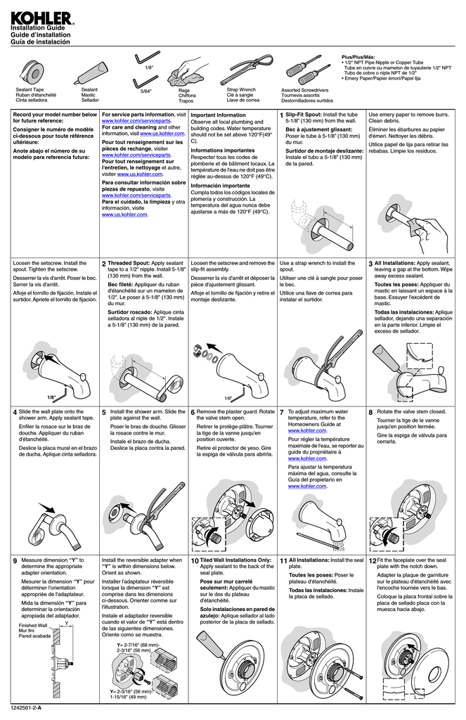 Kohler R99903-4G-CP, K-R99903-4-BN, R99903-4G-BN Installation guide