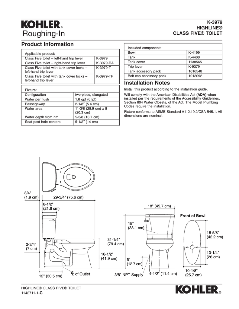 Kohler K-4199-0 Installation guide | Manualzz