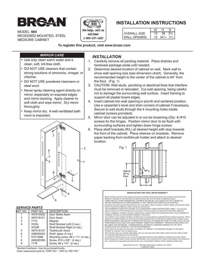 Broan Nutone Bp24 664x Installation Guide Manualzz