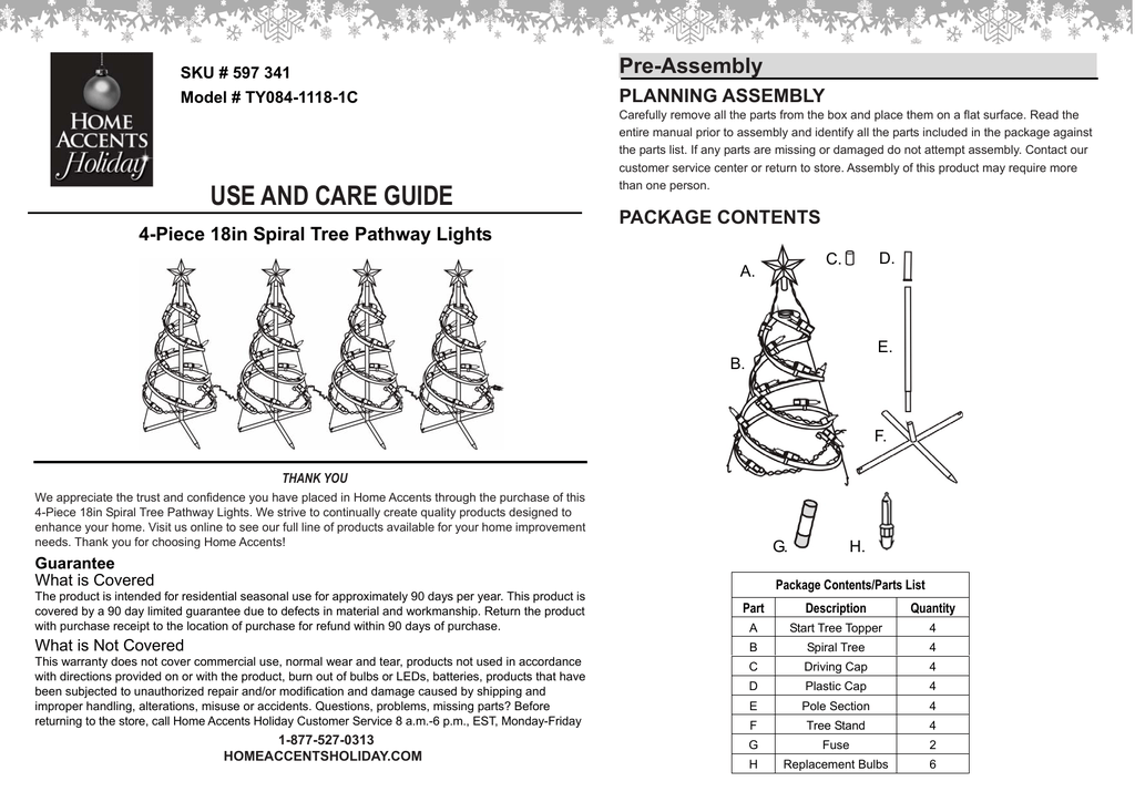 Home Accents Holiday TY084-1118-1C Instructions / Assembly | Manualzz