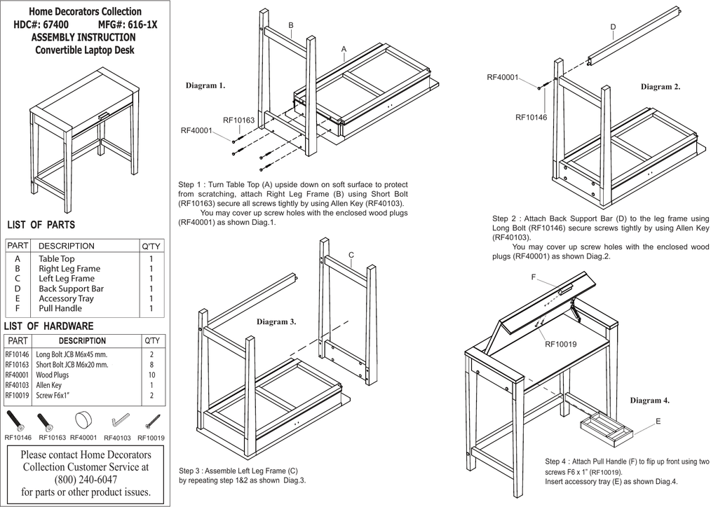 Home Decorators Collection 0674000910 Instructions Assembly