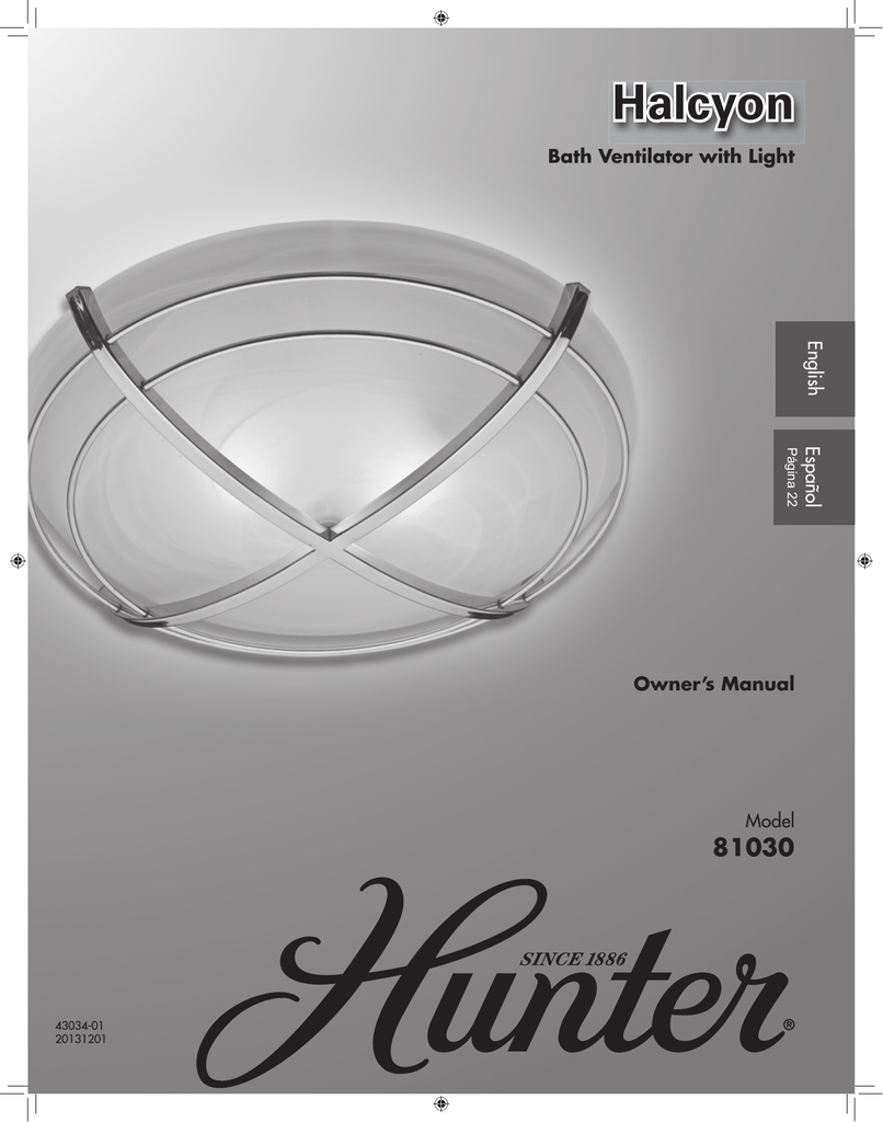 hunter 81030 halcyon bathroom exhaust fan and light