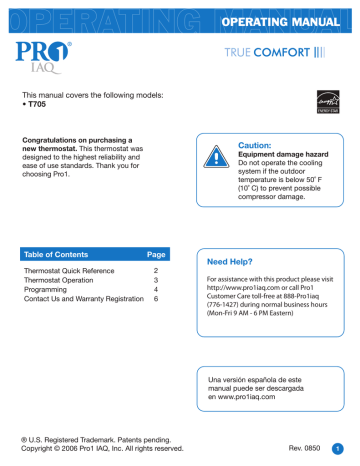 Pro 1 IAQ T705 User guide | Manualzz