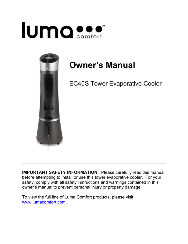 luma comfort ec45s tower evaporative cooler