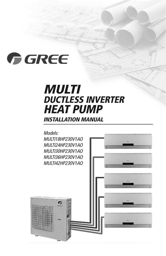 GREE MULTI18HP200 Installation Guide | Manualzz