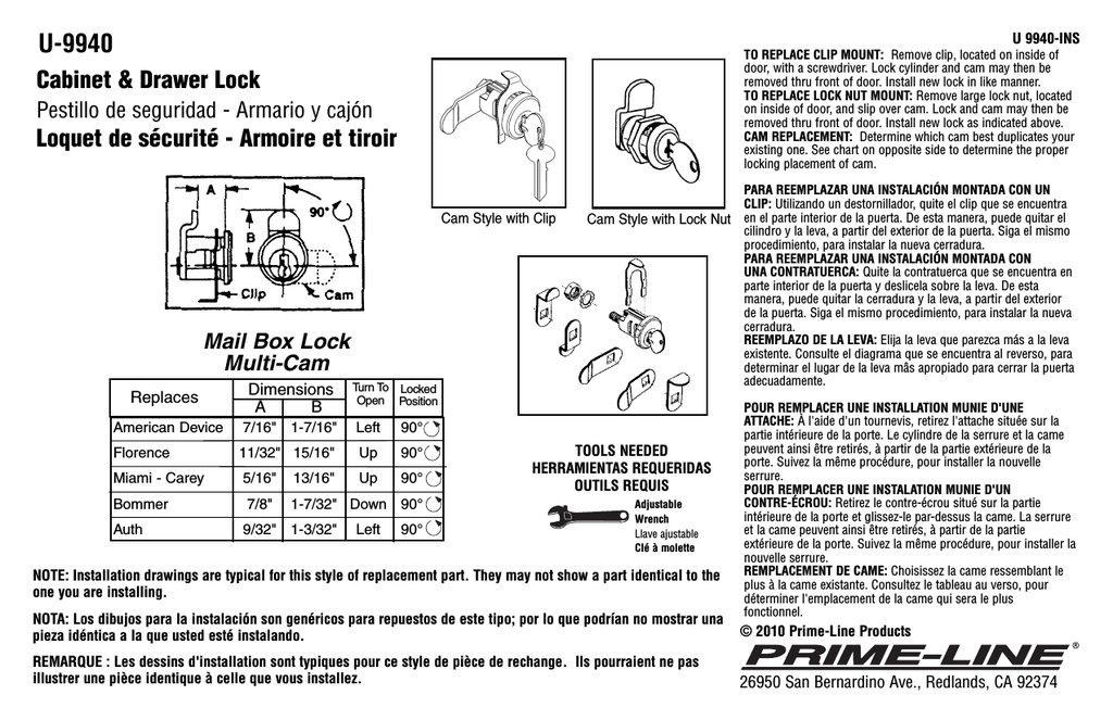 Products U 9940 Boîte À Lettres Lock, Finition Laiton, 5 Caméras, 5