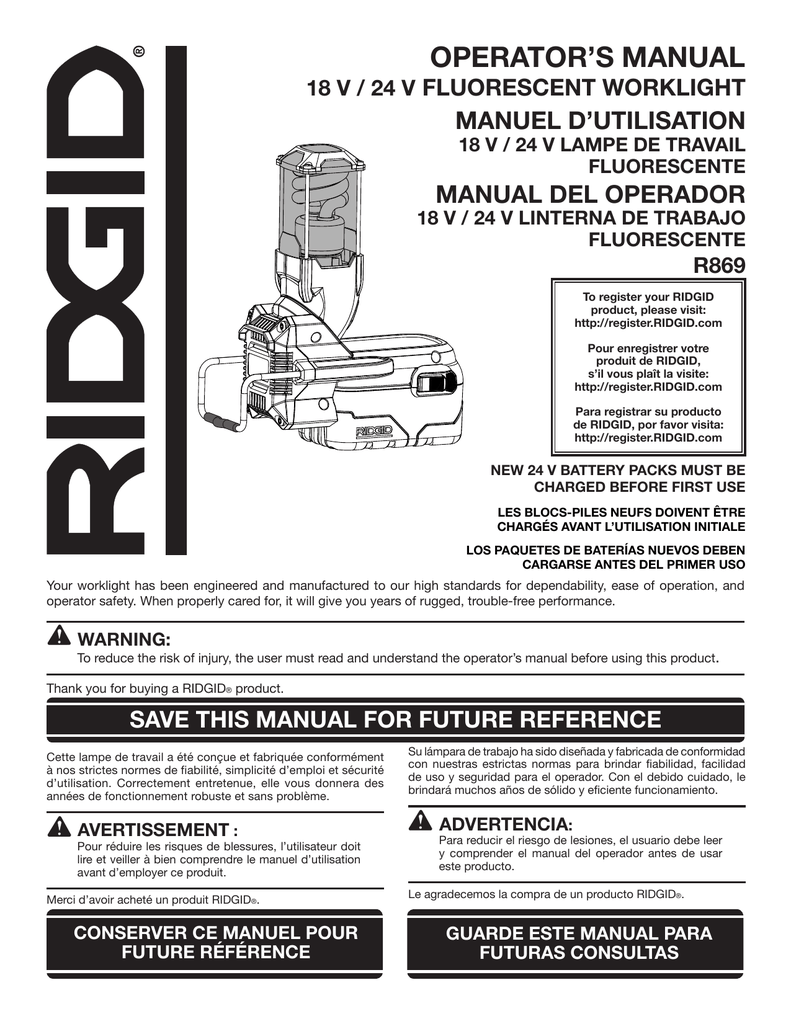 RIDGID R869B User guide Manualzz