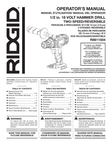 RIDGID R860052K R8611504 R8600521K AC840086 AC840086 R8611504K