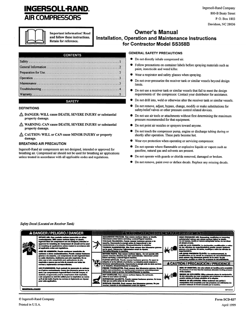 Ingersoll Rand SS3J5.5GH-WB User manual | Manualzz
