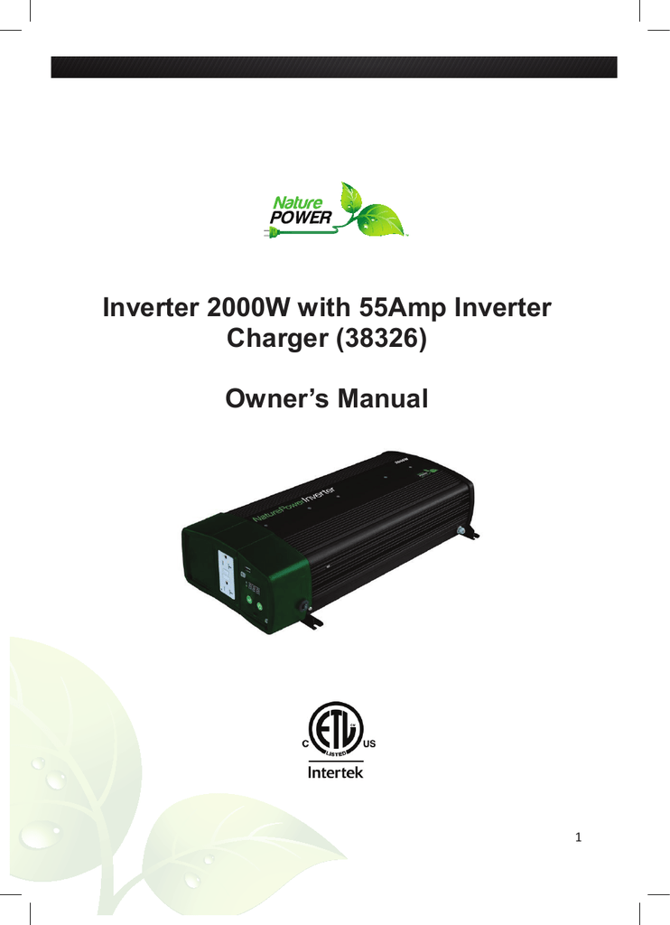 2000-watt Nature Power 38326 Pure Sine Wave Inverter with 55-Amp Charger 2000-watt Nature Power 38326 Pure Sine Wave Inverter with 55-Amp Charger