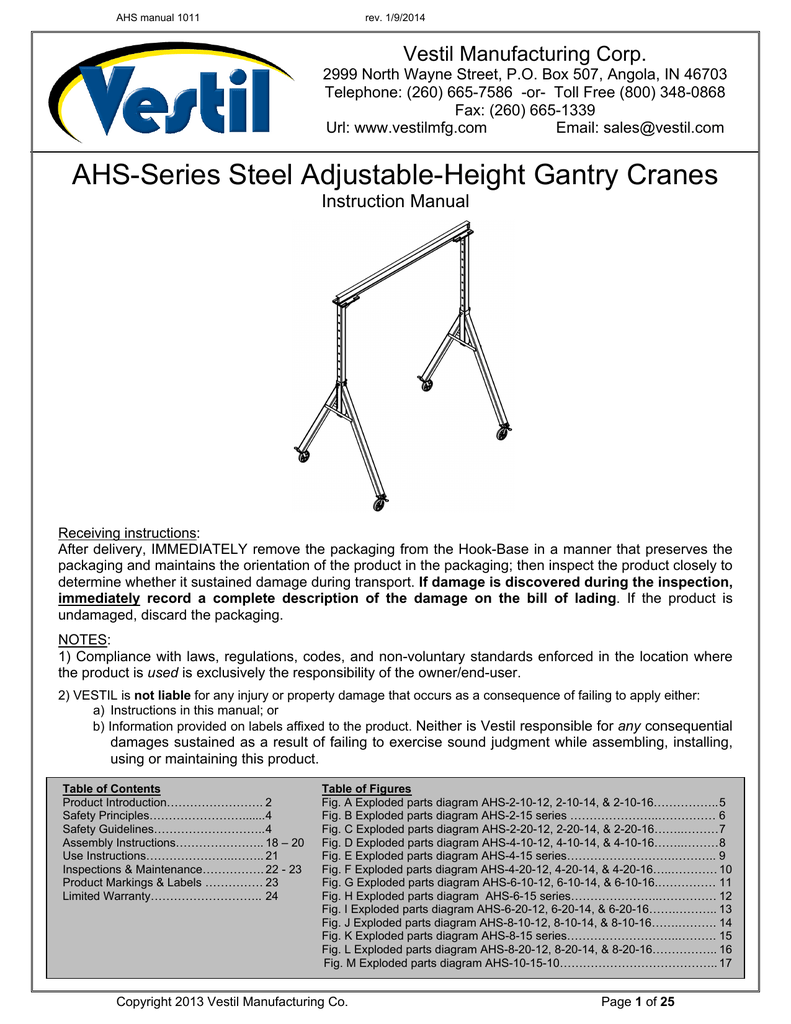 Vestil Standard Eye Adjustable Manual Trolley E-MT-6 6000 Lb Cap.