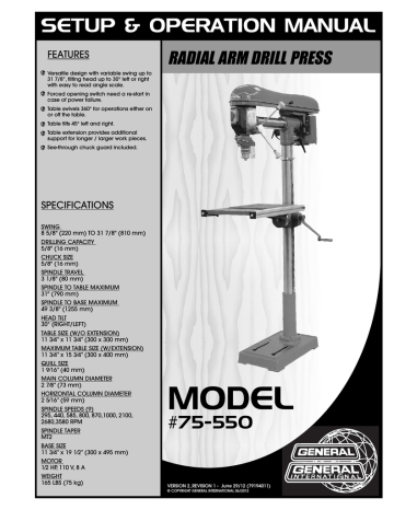 General International 75-550 M1 Use and Care Manual | Manualzz