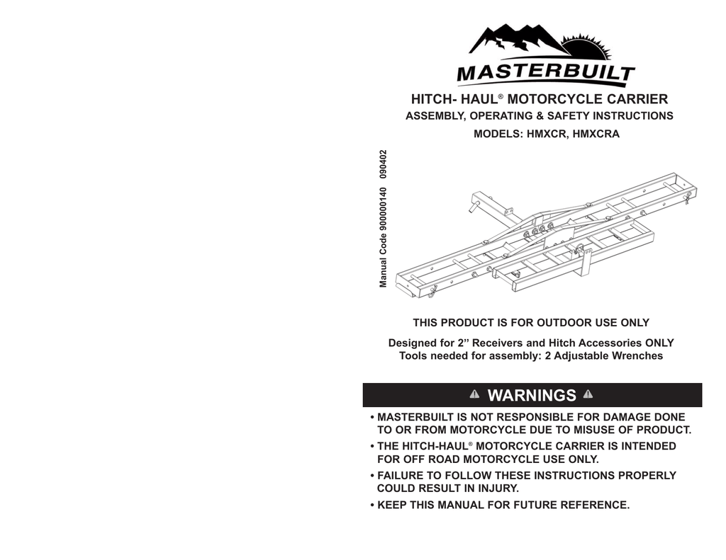 masterbuilt hitch haul motorcycle carrier