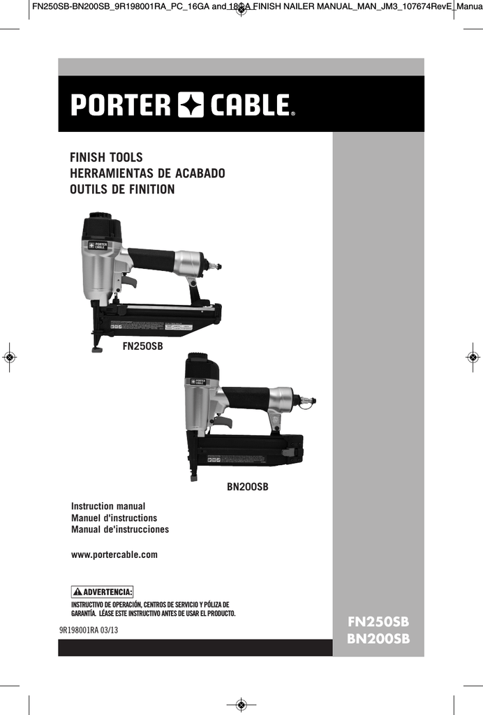 Porter Cable Nail Gun Bn200Sb Manual at Joanne Saavedra blog