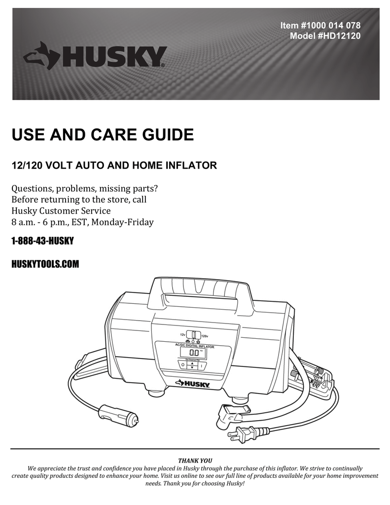 Husky HD12120 Use and Care Manual | Manualzz