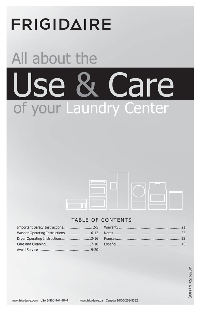 Frigidaire FFLE3911QW Use and Care Manual Manualzz