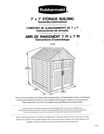 Rubbermaid storage building 7x 7 Assembly Instructions | Manualzz