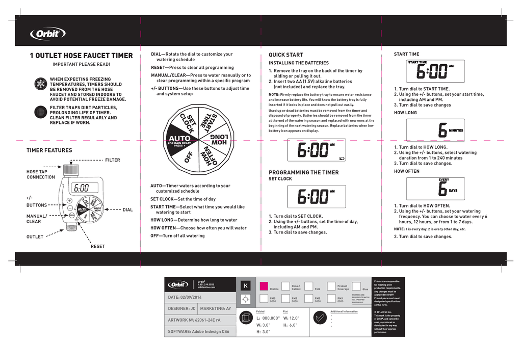 Orbit 62061-24E rA, 62056 Installation guide | Manualzz