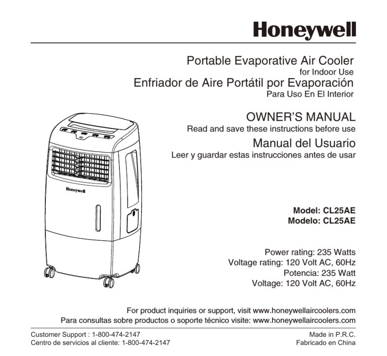 Honeywell CL25AE User guide | Manualzz