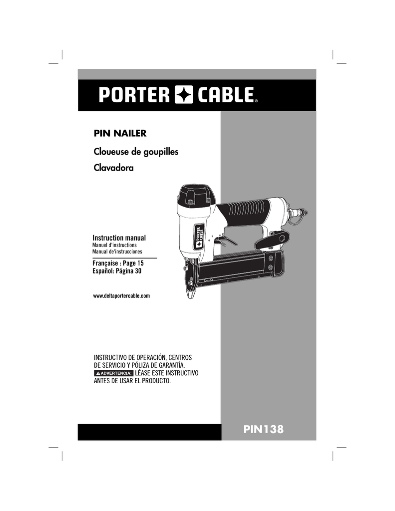 Porter Cable Pin138 User Manual Manualzz