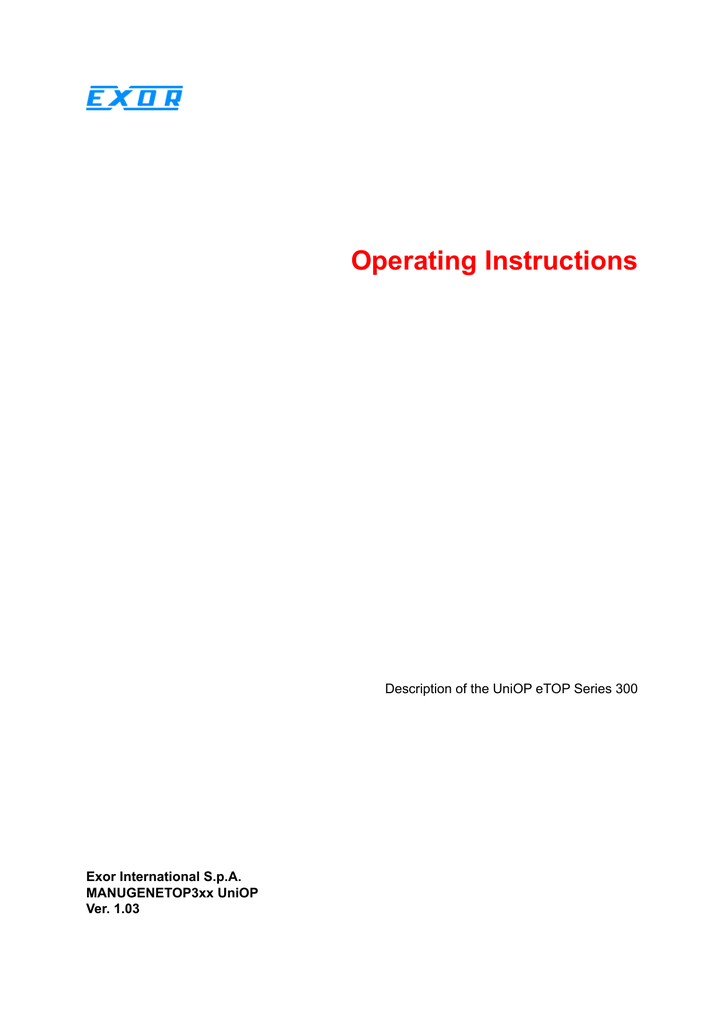 Exor Operating Instructions Manualzz