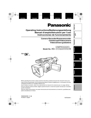 Panasonic AG-DVX100BE Camcorder User manual | Manualzz