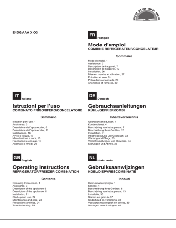 Whirlpool E4DG AAA X O3 User guide | Manualzz