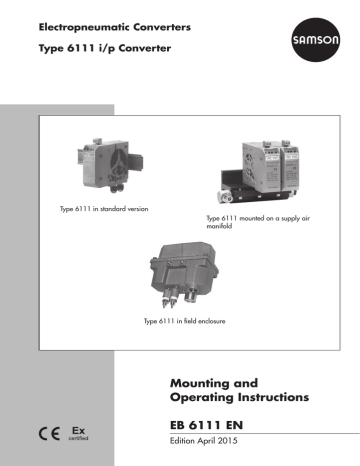 Samson 6111 Mounting And Operating Instructions | Manualzz