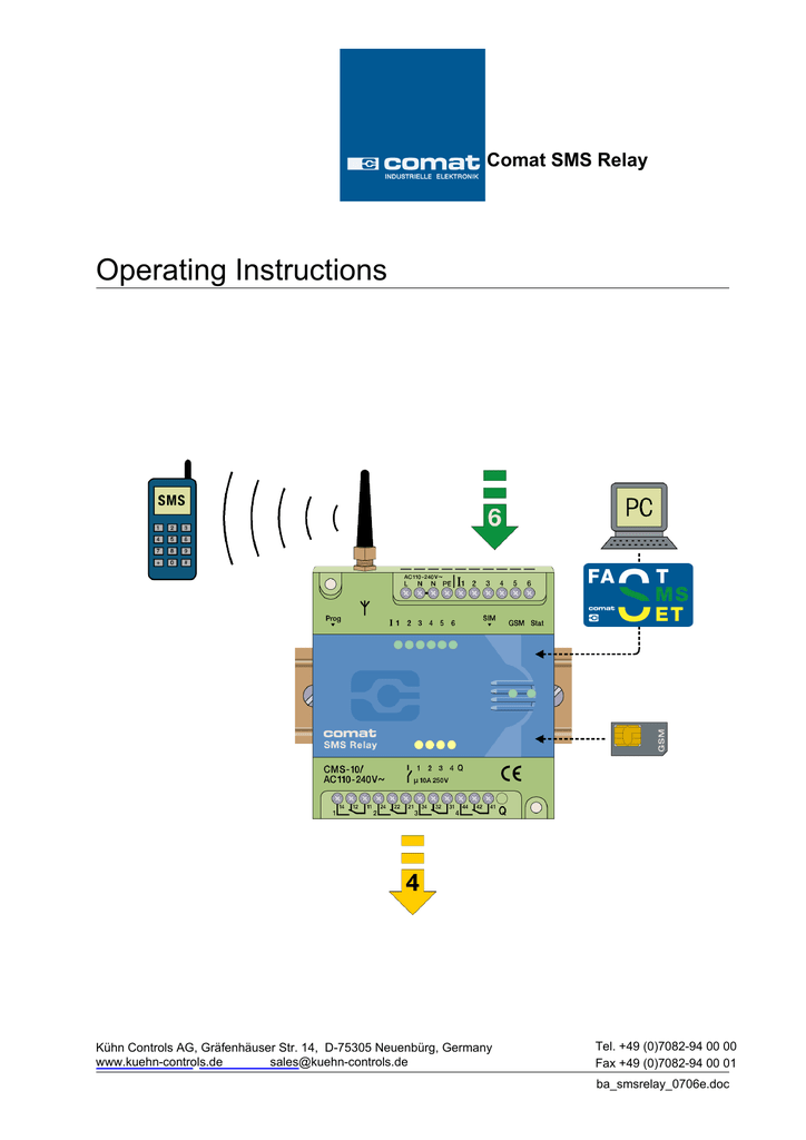 Comat SMS Relay Operating Instructions Manual Manualzz