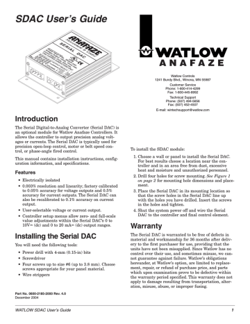 Watlow SDAC User's Guide | Manualzz