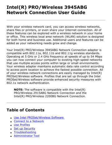 Intel PRO/Wireless 3945ABG User Guide | Manualzz