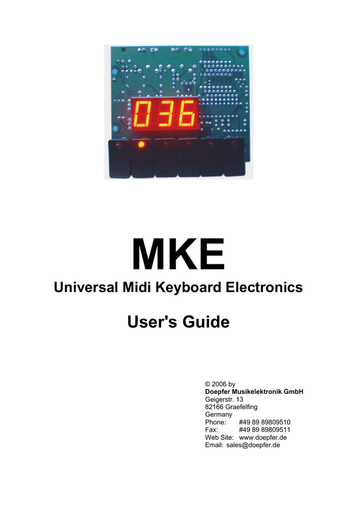 MKE Universal Midi Keyboard Electronics User's Guide Manualzz