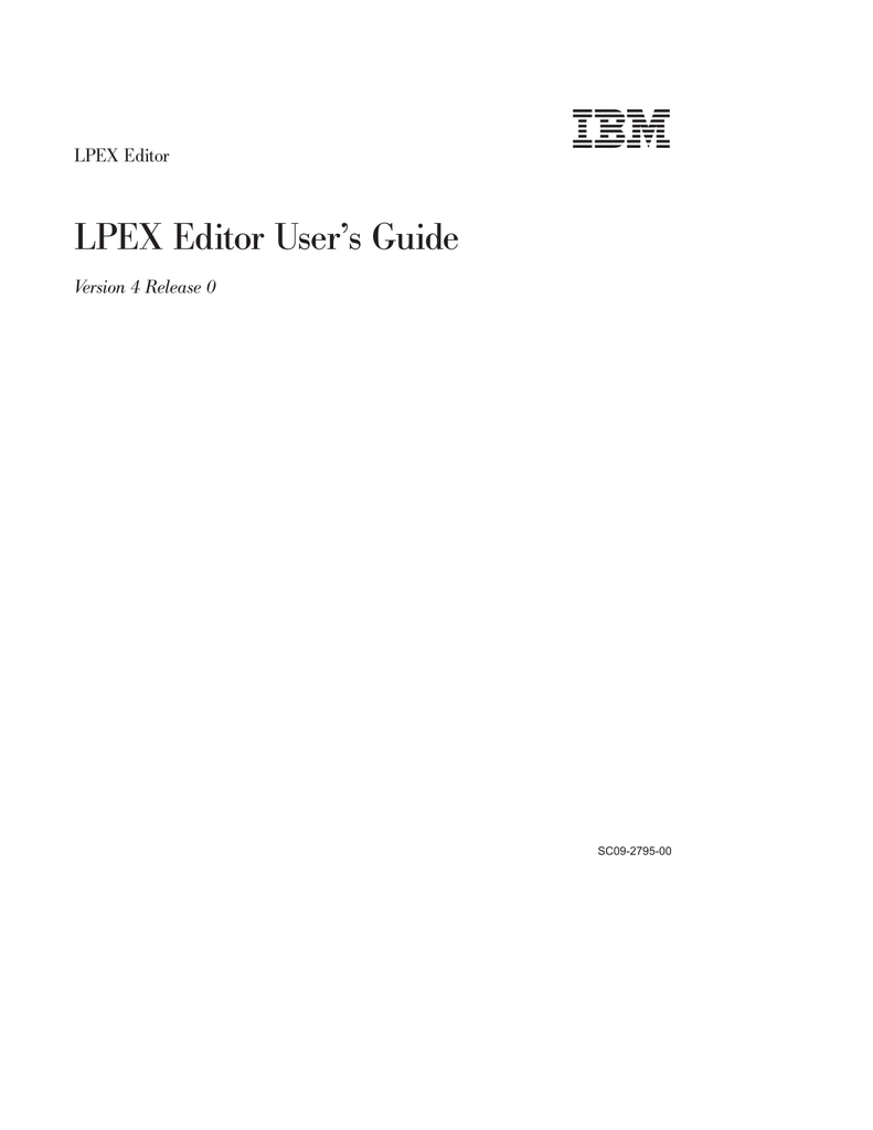 LPEX Editor User's Guide Manualzz