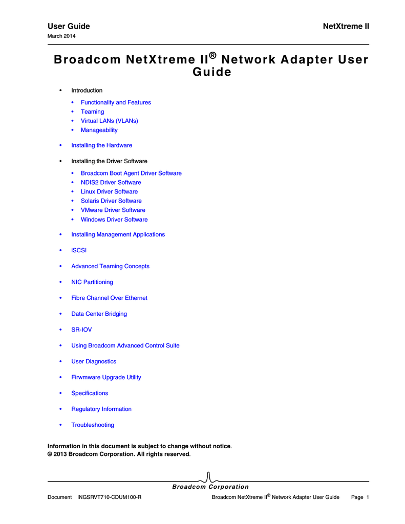 broadcom netxtreme gigabit driver