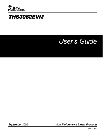 Texas Instruments THS3062EVM User's Guide | Manualzz