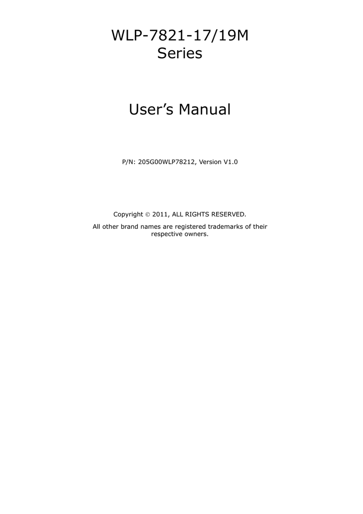 Wincomm WLP-7821-17 User manual | Manualzz