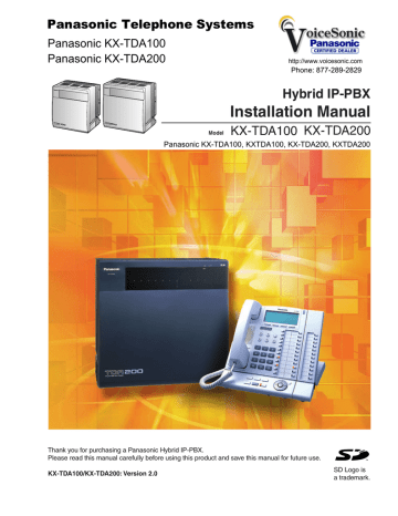 Panasonic Kx Tda100 Kx Tda200 Hybrid Ip Manualzz