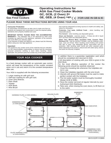 AGA R5 2 oven and 4 oven Gas User guide | Manualzz