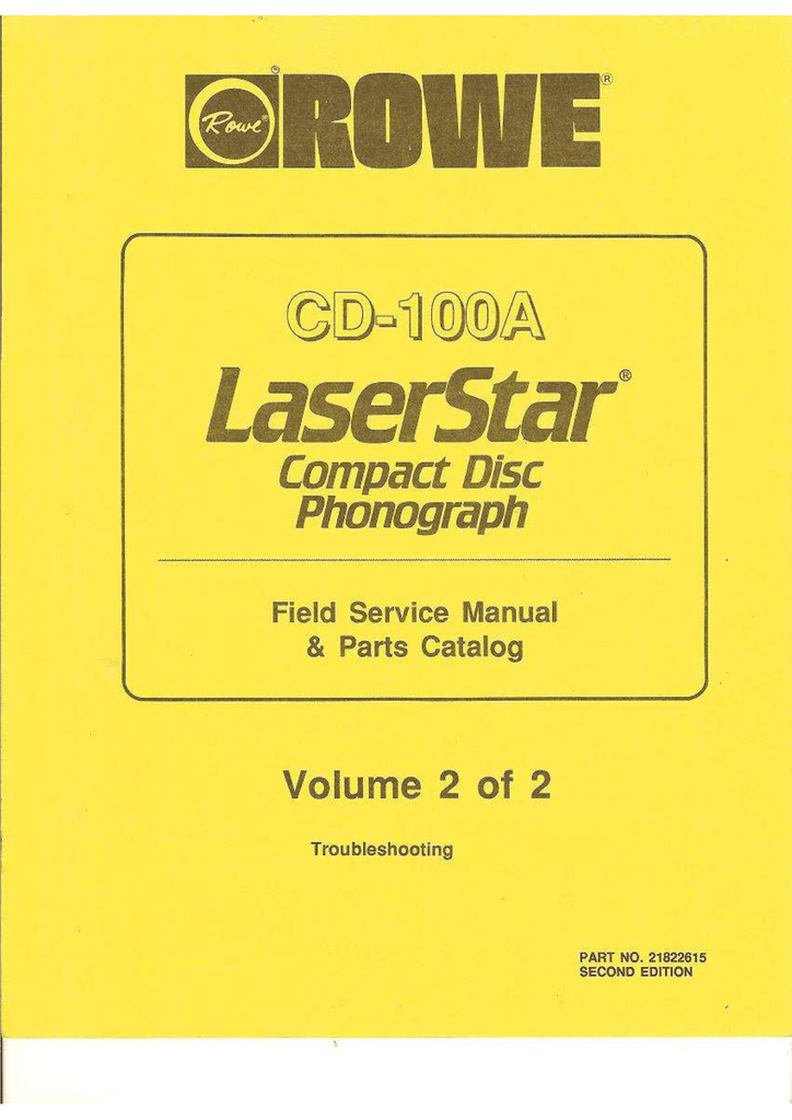 Rowe AMI CD 100 A Laser Star Jukebox Vol.1 & 2  Manual Set On CD 