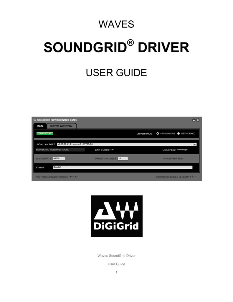 Waves SoundGrid Driver User Guide | Manualzz