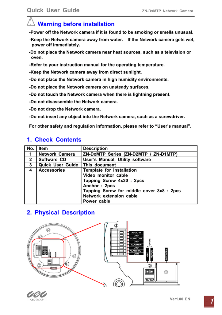 Quick User Guide Warning Before Installation 1 Check